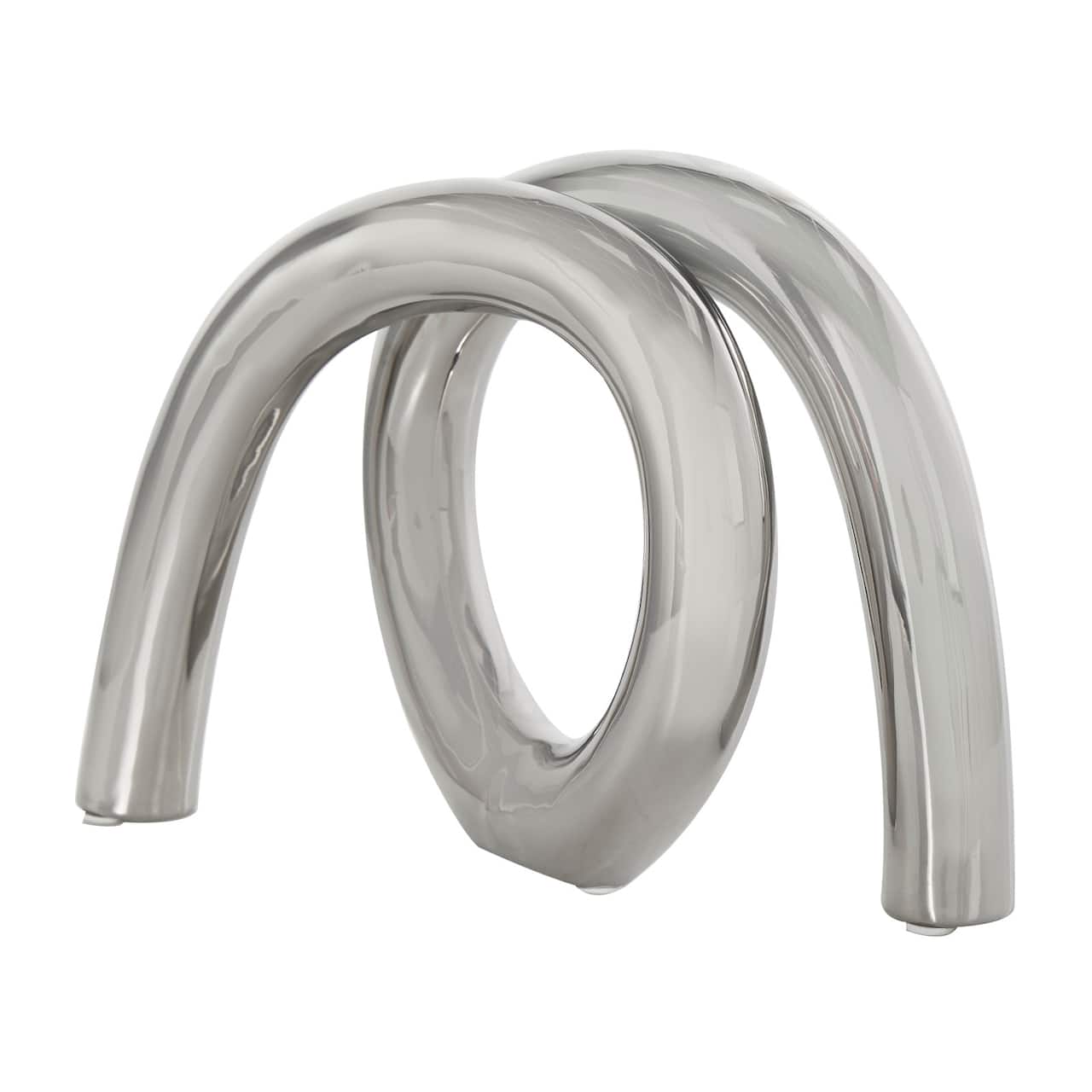 11.5" Silver Ceramic Abstract Rounded Loop Sculpture